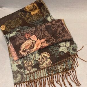V. FRAAS cashmink Floral Scarf in Earthy Tones cozy fall coffee shop